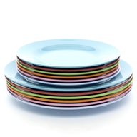 surplus colorful dinner plates